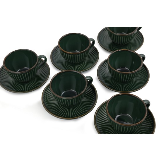 Hermia Tea Cup Set (12 Pieces) TC057012FRA5A839700MATT300 Green