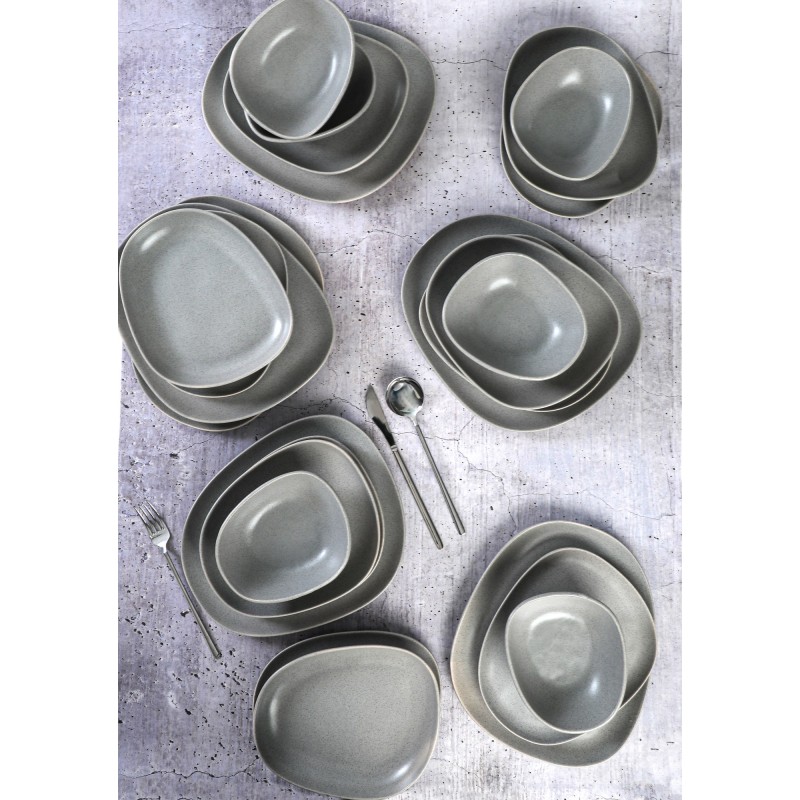 Hermia Ceramic Dinner Set (24 Pieces) CTKYEMEKTETRA6470000000024 Grey