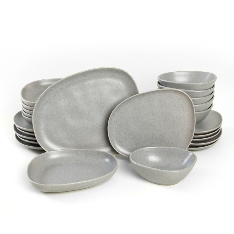 Hermia Ceramic Dinner Set (24 Pieces) CTKYEMEKTETRA6470000000024 Grey