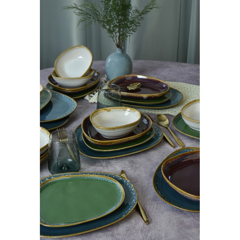 Σετ Πιάτα Κεραμικά (24 Τεμάχια) - Multicolor