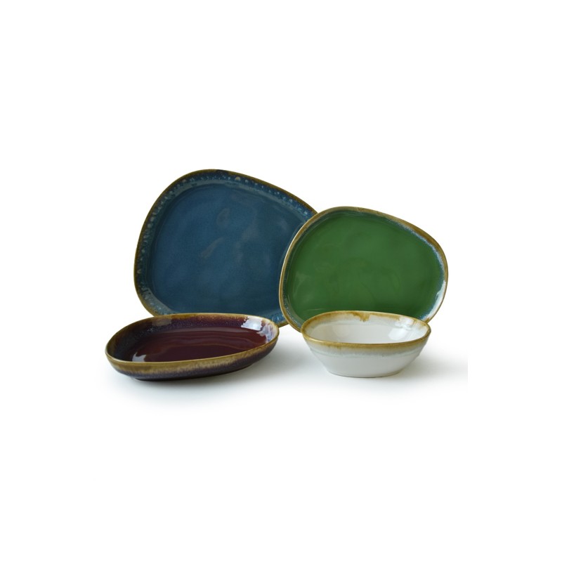 Σετ Πιάτα Κεραμικά (24 Τεμάχια) - Multicolor