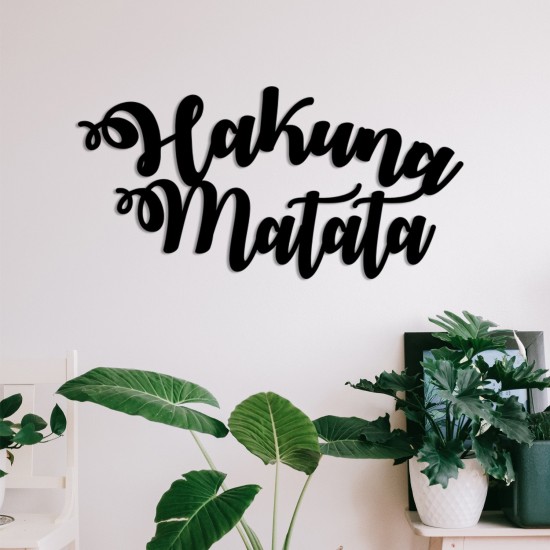 Wallxpert Decorative Metal Wall Accessory Hakuna Matata Black