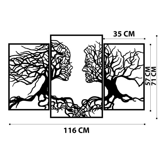 Wallxpert Decorative Metal Wall Accessory Love Tree Black