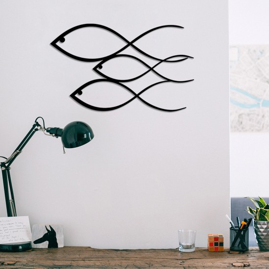 Decorative Metal Wall Accessory Fish Black
