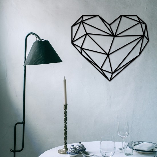 Wallxpert Decorative Metal Wall Accessory Heart Metal Decor Black