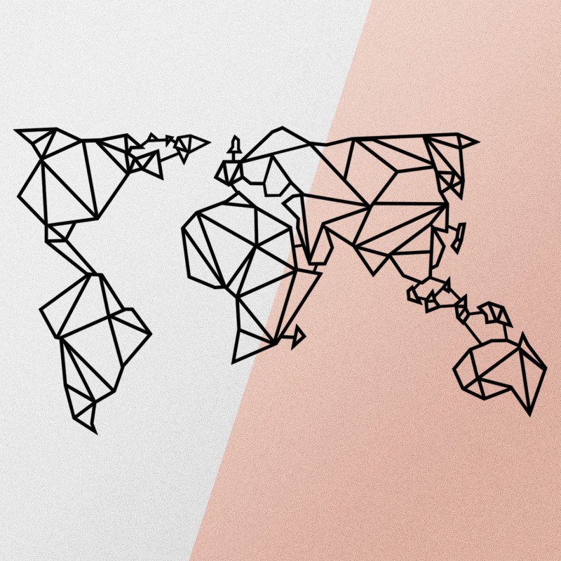 Decorative Metal Wall Accessory World Map Metal Decor 4 Black