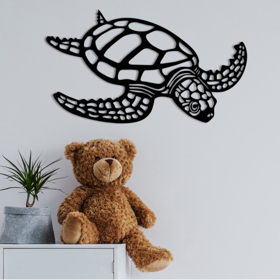 Wallxpert Decorative Metal Wall Accessory Caretta Caretta Black