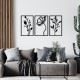 Wallxpert Decorative Metal Wall Accessory Flowers Black