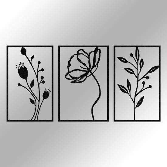 Wallxpert Decorative Metal Wall Accessory Flowers Black