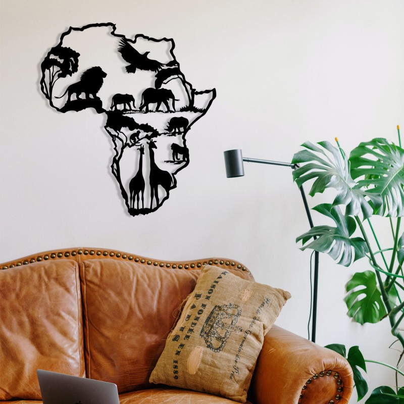 Decorative Metal Wall Accessory African 2 Black