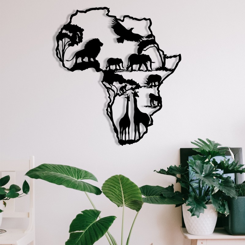 Decorative Metal Wall Accessory African 2 Black