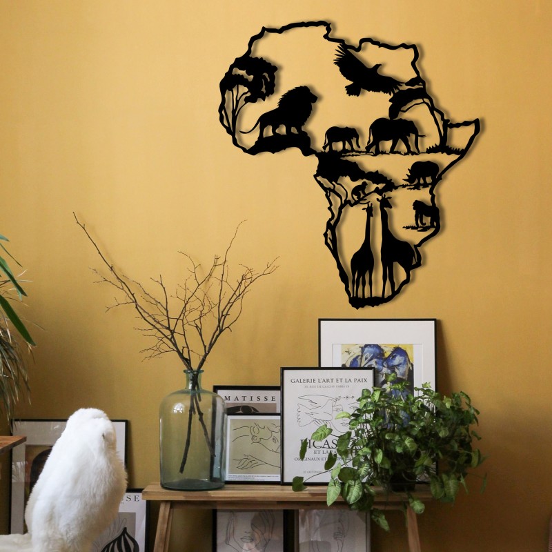 Decorative Metal Wall Accessory African 2 Black