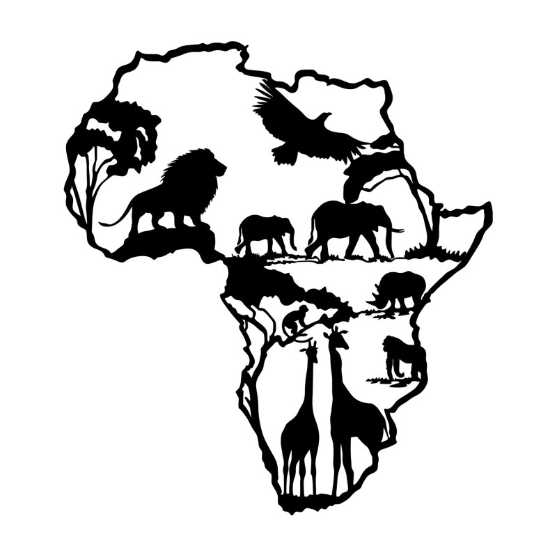 Decorative Metal Wall Accessory African 2 Black