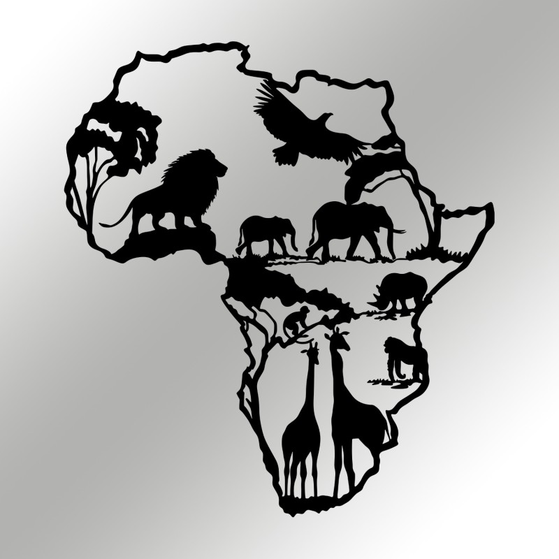 Decorative Metal Wall Accessory African 2 Black