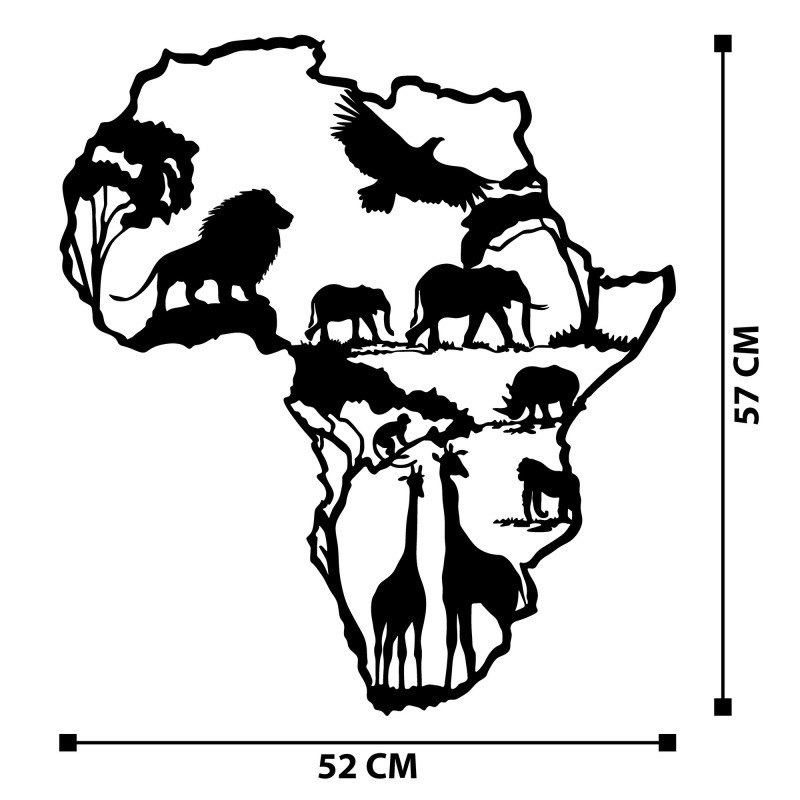 Decorative Metal Wall Accessory African 2 Black