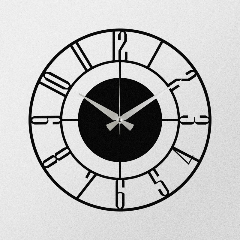 Wallxpert Decorative Metal Wall Clock Enzoclock - S011 Black