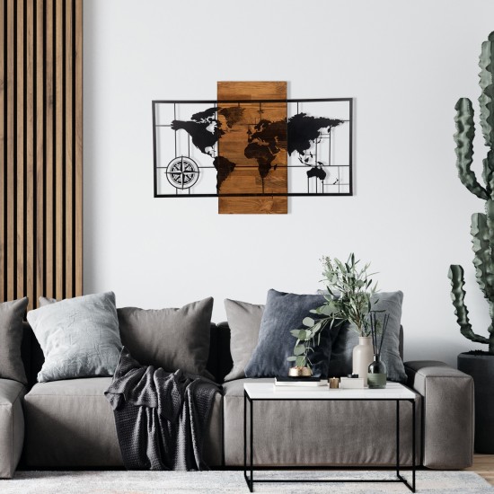 Decorative Wooden Wall Accessory World Map Wıth Compass Black
Walnut Wallxpert Decorative Wooden Wall Accessory World Map Wıth Compass Black
Walnut