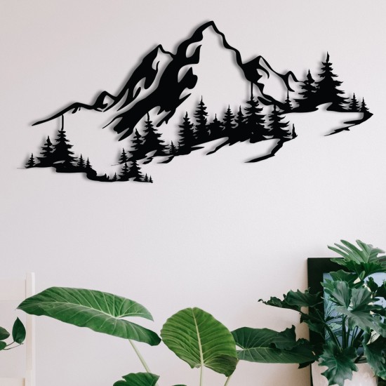 Wallxpert Decorative Metal Wall Accessory Mountain 3 Black