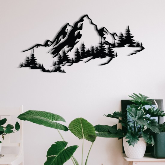 Wallxpert Decorative Metal Wall Accessory Mountain 3 Black