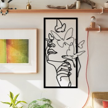 Decorative Metal Wall Accessory Butterfly Face Female Black