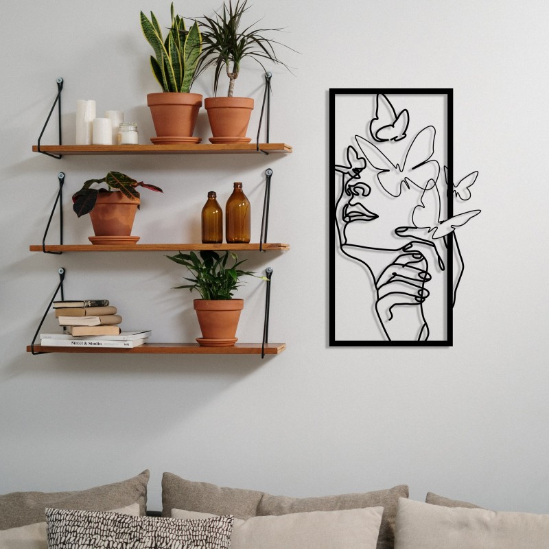 Decorative Metal Wall Accessory Butterfly Face Female Black