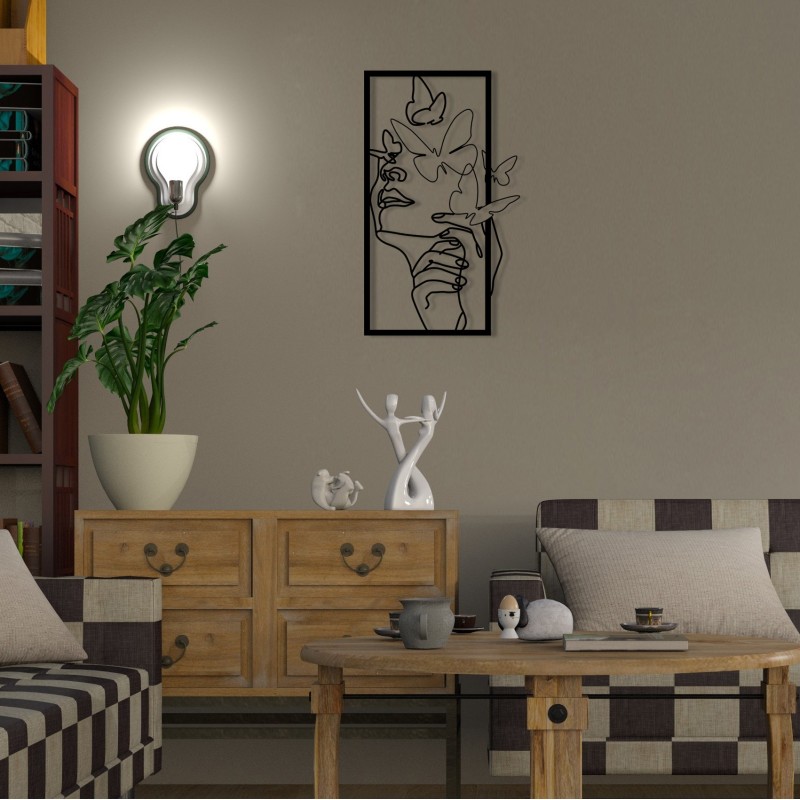 Decorative Metal Wall Accessory Butterfly Face Female Black