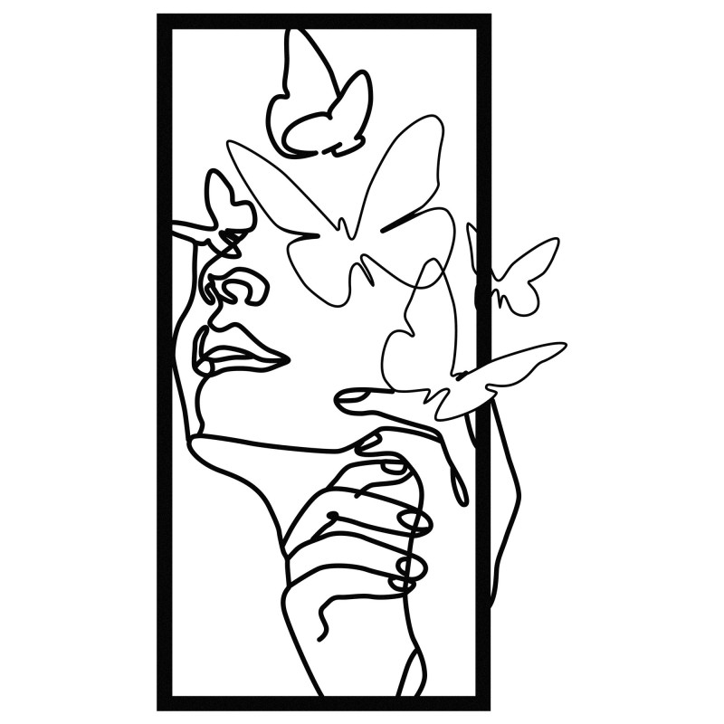 Decorative Metal Wall Accessory Butterfly Face Female Black