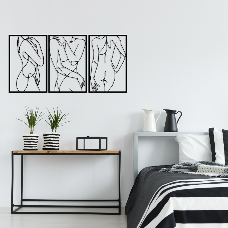 Decorative Metal Wall Accessory Sexy Lady 3 Black