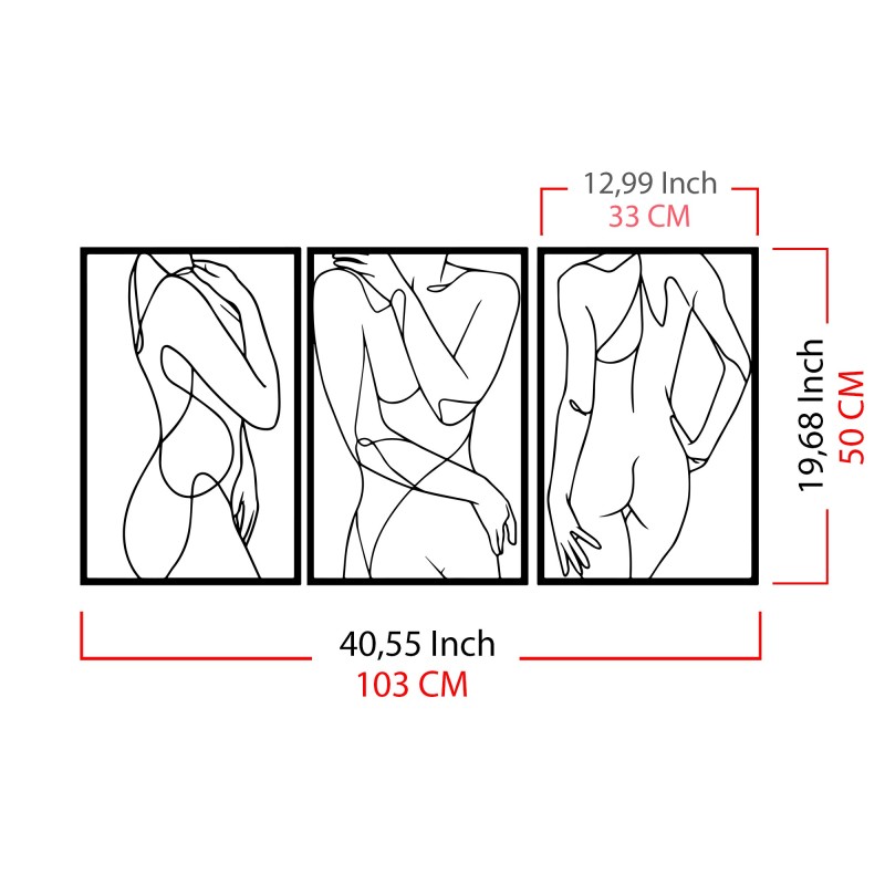 Decorative Metal Wall Accessory Sexy Lady 3 Black