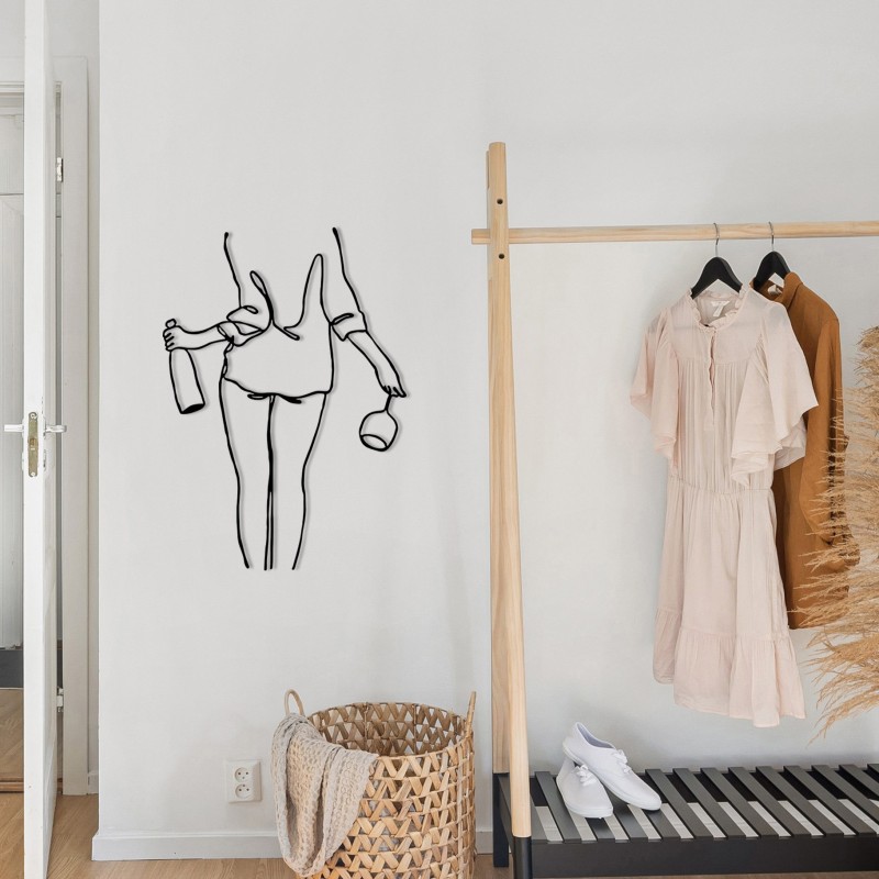 Wallxpert Decorative Metal Wall Accessory Wine Night Black