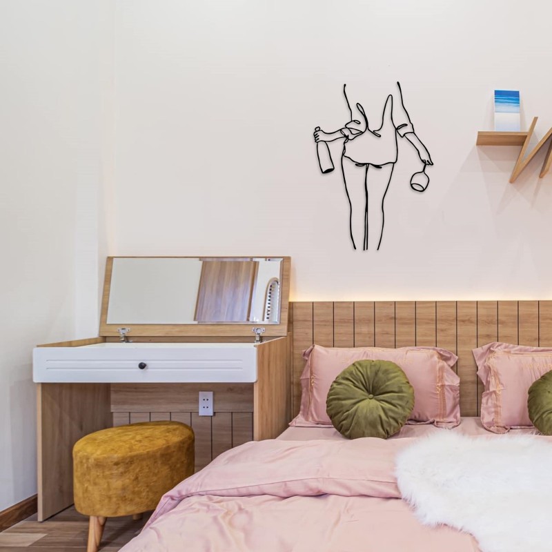 Wallxpert Decorative Metal Wall Accessory Wine Night Black