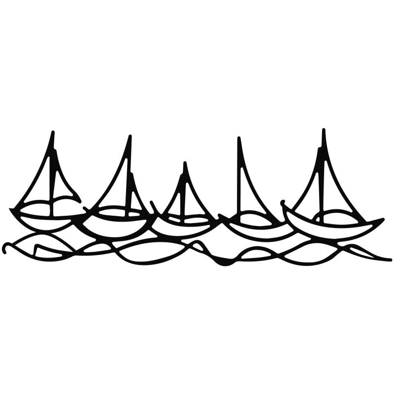 Wallxpert Decorative Metal Wall Accessory Ships In Water Black