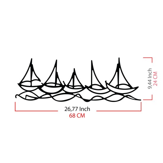 Wallxpert Decorative Metal Wall Accessory Ships In Water Black