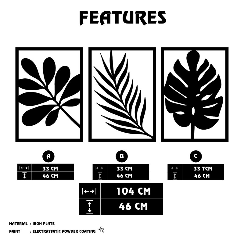 Wallxpert Decorative Metal Wall Accessory Cincuenta Black