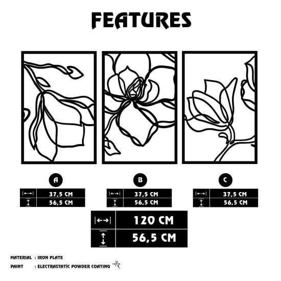 Wallxpert Decorative Metal Wall Accessory Adda Black