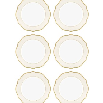 Dessert Plate Set (6 Pieces) DNR0021 Cream