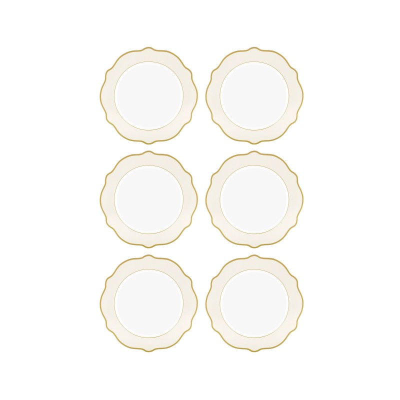 Dessert Plate Set (6 Pieces) DNR0021 Cream