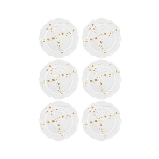 Dessert Plate Set (6 Pieces) DNR0032 White
Gold