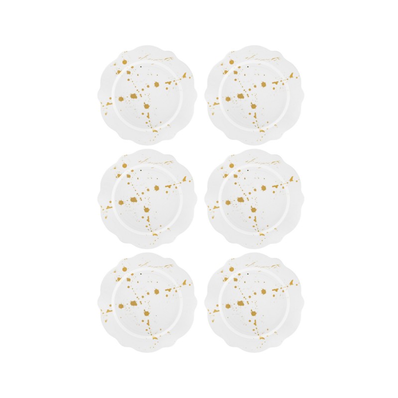 Dessert Plate Set (6 Pieces) DNR0032 White
Gold
