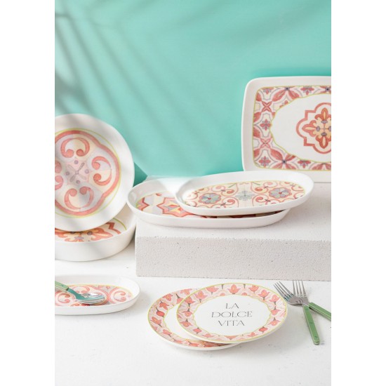 Ceramic Dessert Plate Set (6 Pieces) DVT0001 Pink Ceramic Dessert Plate Set (6 Pieces) DVT0001 Pink