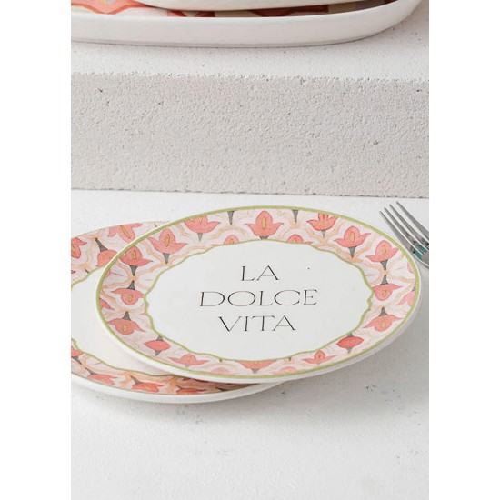 Ceramic Dessert Plate Set (6 Pieces) DVT0001 Pink Ceramic Dessert Plate Set (6 Pieces) DVT0001 Pink