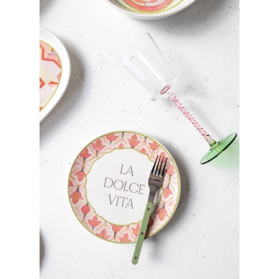 Ceramic Dessert Plate Set (6 Pieces) DVT0001 Pink Ceramic Dessert Plate Set (6 Pieces) DVT0001 Pink