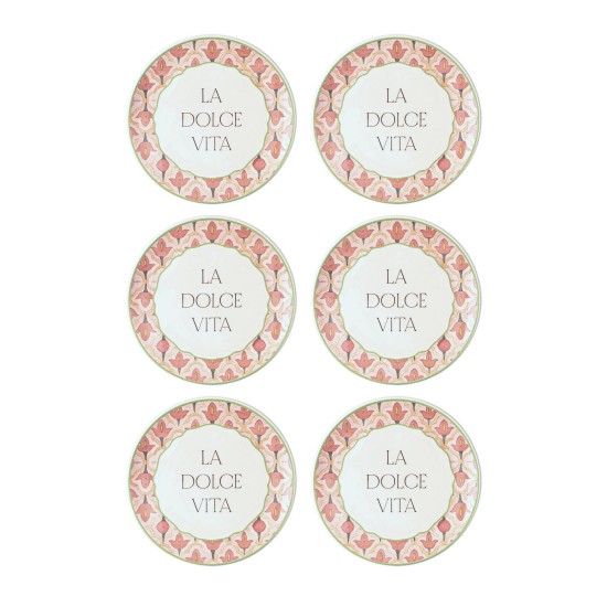 Ceramic Dessert Plate Set (6 Pieces) DVT0001 Pink Ceramic Dessert Plate Set (6 Pieces) DVT0001 Pink