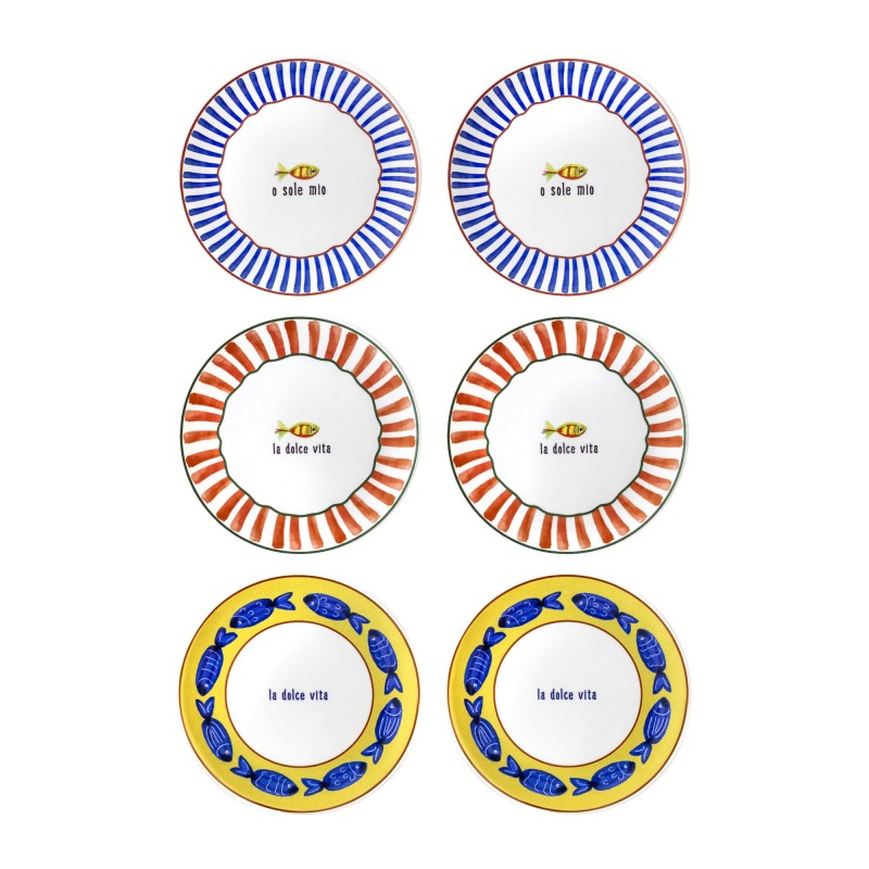 Ceramic Dessert Plate Set (6 Pieces) FSH0001 Blue