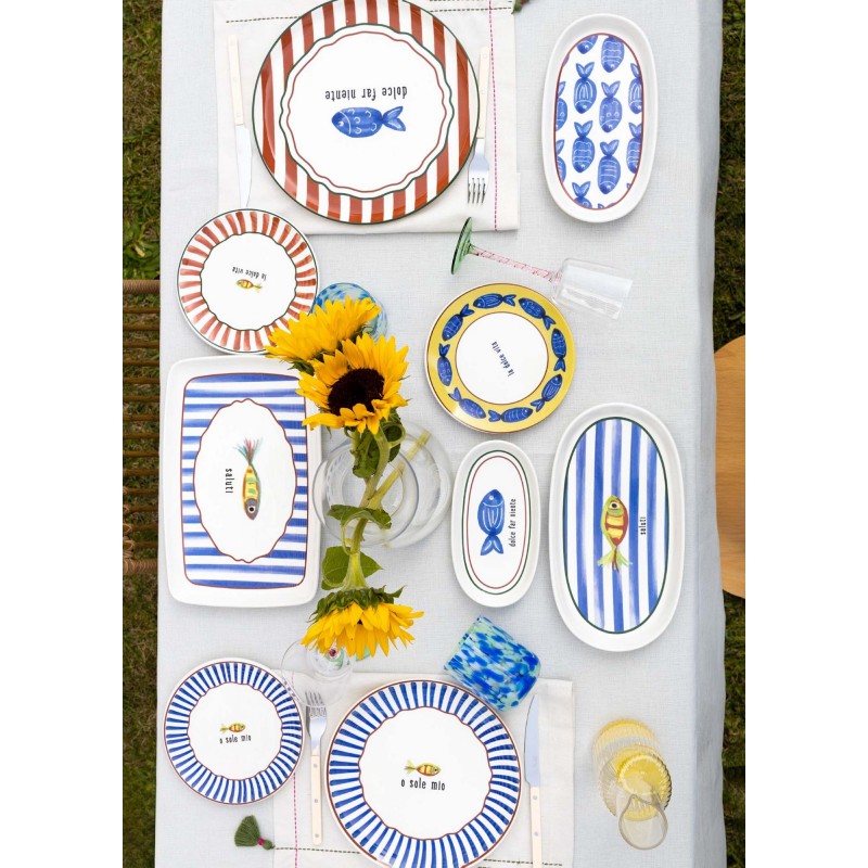 Ceramic Dessert Plate Set (6 Pieces) FSH0001 Blue