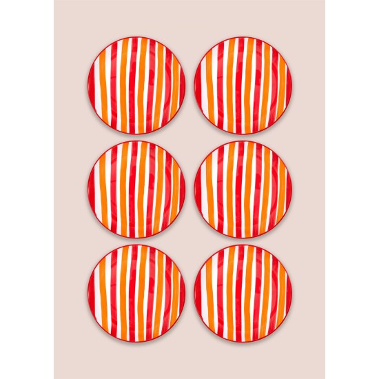 Ceramic Dessert Plate Set (6 Pieces) JOY0001 Orange