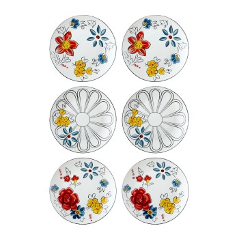 Dessert Plate Set (6 Pieces) DNR0053 Multicolor
