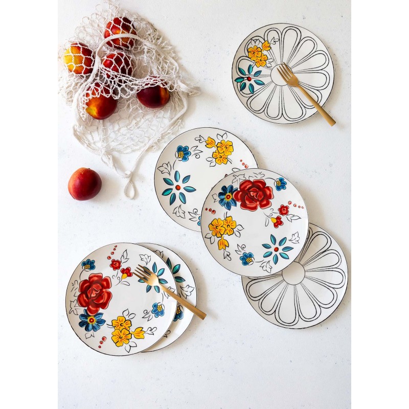 Dessert Plate Set (6 Pieces) DNR0053 Multicolor