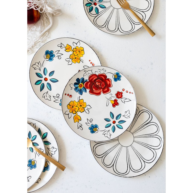 Dessert Plate Set (6 Pieces) DNR0053 Multicolor