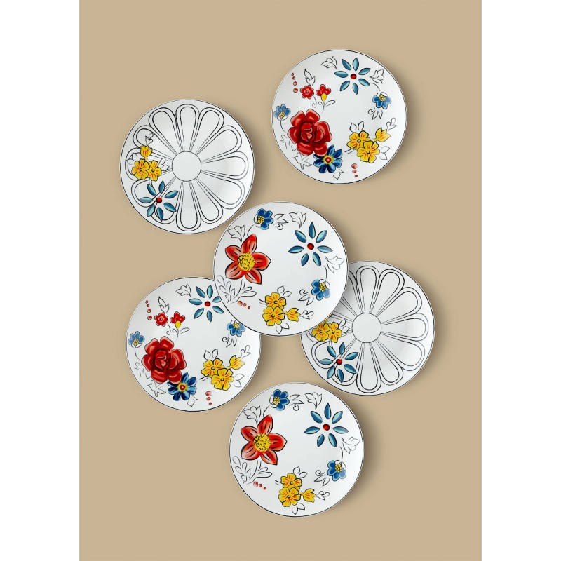 Dessert Plate Set (6 Pieces) DNR0053 Multicolor